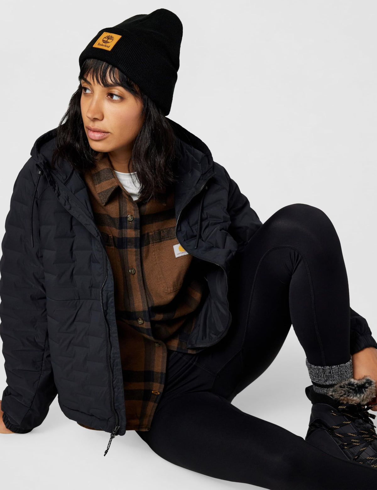 Women's Classic Tall Beanie by Timberland – Acrylic, Black Leather Patch, Model T101391