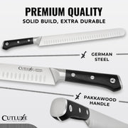 Cutluxe Butcher Knife Set, 12-Inch Brisket, 10-Inch Cimeter, 6-Inch Boning, Gray