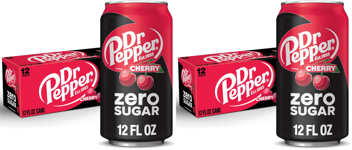 Cherry Zero Sugar Soda by Dr Pepper – 12 Fl Oz (Pack of 24), Pack of 24