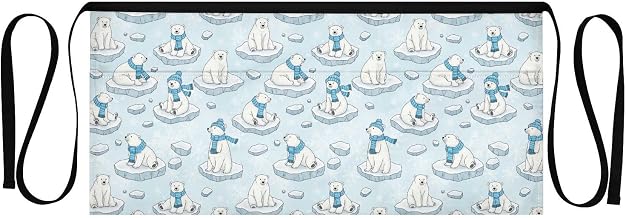 Kitchen Apron Polar Bear | Unisex Server Apron with 3 Pockets, Adjustable for Waiters, Gardeners, Kitchen, BBQ, Painting and Restaurant Work
