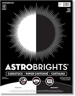 Astrobrights Cardstock, 8.5" x 11", 65 lb./176 gm, Black & White Assortment, 100 Sheets (91647)