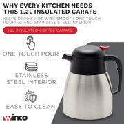 Winco 40.6 Ounces / Stainless Steel, Black / Modern Carafes