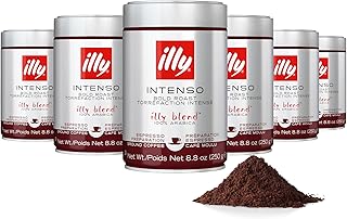 illy Ground Espresso Coffee, Intenso Dark Roast, 8.8oz, 6 Pack