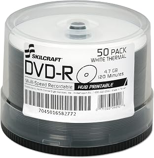 AbilityOne 7045016582772 - SKILCRAFT® White Laser Printable DVD-R - 50 Units