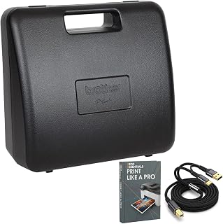 Brother CCD220 Carry & Storage Case PT-D220 P-Touch Label Maker, Black, Bundle with Deco Essentials Printer eBook User Guide and 6ft USB 2.0 Type-B to USB-C & USB-A Printer Cable