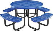 Global Industrial 46" Round Picnic Table, Perforated Metal, Blue