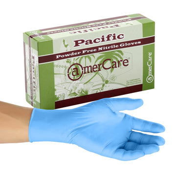 AmerCare 20992-C Pacific Blue Nitrile Gloves, Powder Free, Medium (Pack of 1000)