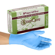 AmerCare Pacific 4.5 mil Blue Nitrile Gloves, Powder and Latex Free, General Purpose for Cleaning and Foodservice, Small, Cas
