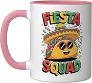 Fiesta Squad Drinking Ceramic Mug, Pink/White, 11oz