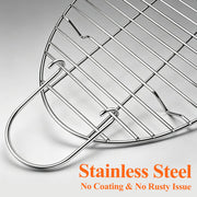 DePango Oval Roasting Rack, Stainless Steel with Handle, 16.5 x 11.5 x 5.5 Inch