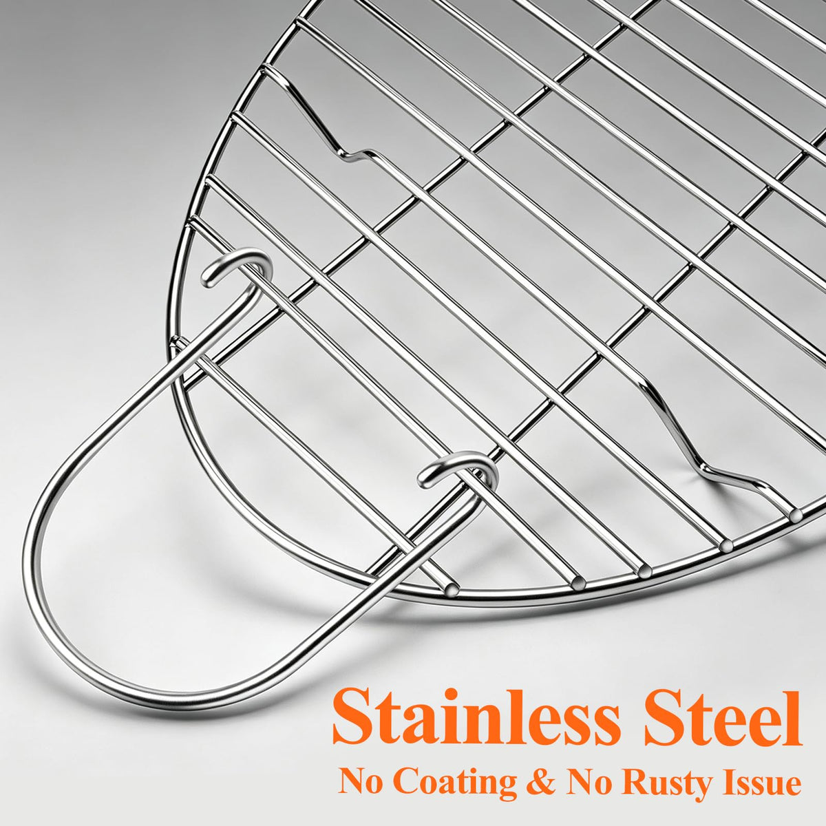 DePango Oval Roasting Rack, Stainless Steel with Handle, 16.5 x 11.5 x 5.5 Inch