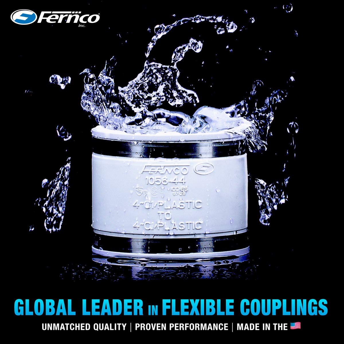 1056-075 3/4-in. Flexible PVC Condensate Pipe Coupling for Plastic and Copper Plumbing Connections in White by Fernco – 0.75", Polyvinyl Chloride, White, Model 1056-075W