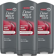 Dove Men+Care Body + Face Wash 3-Pack – Exfoliating Deep Clean with 24HR Nourishing MicroMoisture, Citrus & Cedarwood Scent, 13.5 Oz Ea