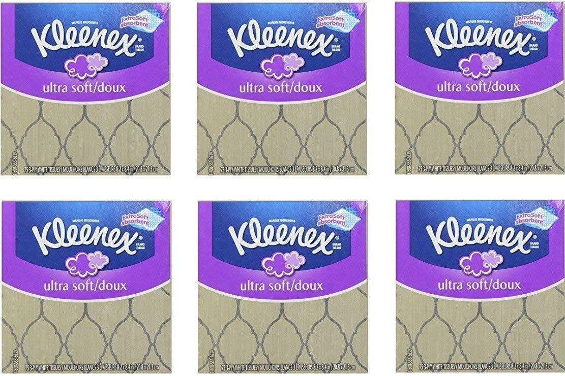 Kleenex White / 75 Count (Pack of 6) / 6 Box Tissues