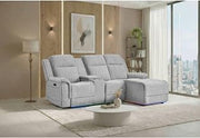Global Furniture USA U8879 Grey 1 Power PUSHBACK SECTIONAL with LED and Global SS SPKR