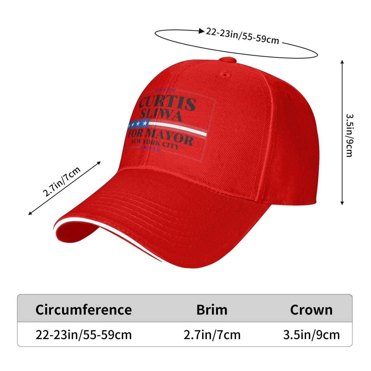 Curtis Sliwa for New York City Mayor 2025 Election Baseball Cap Dad Trucker Hat Red by rayprint – One Size, Red, Model cap0629zxc