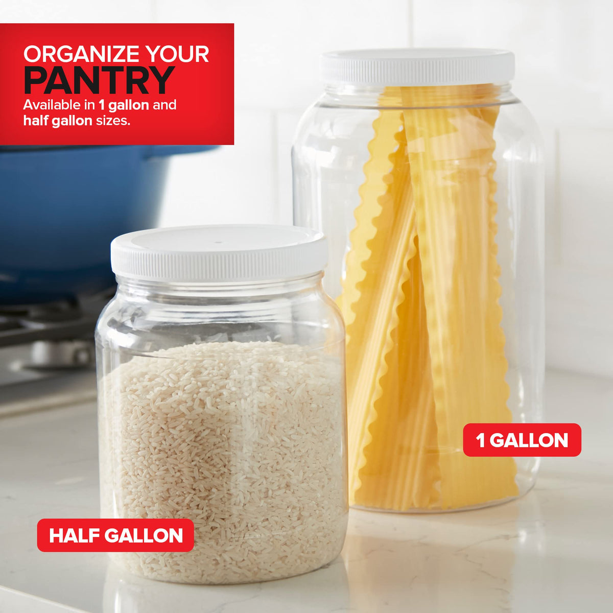 Stock Your Home 1 / 1/2 Gallon / White Jars