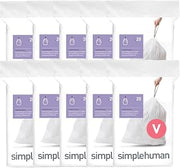 simplehuman Code V 200 Count Custom Fit Liners, Drawstring Kitchen Trash Bags, One-by-One Mess-Free Dispense, Extra Thick & Double Seamed, 50% PCR Plastic, 16-18 Liter / 4.2-4.8 Gallon, White