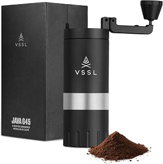 VSSL Java G45 Premium Manual Coffee Grinder | Portable Coffee Grinder for Camping or Hiking | Straight Handle French Press, Drip, Espresso with Stainless Steel Conical Burr Mill | 20 gram capacity