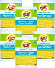 Scotch-Brite Sponge Cloth – 12-Pack (6 Packs of 2 Each), Reusable and Washable, Highly Absorbent, Multi-Purpose Cleaning Cloths