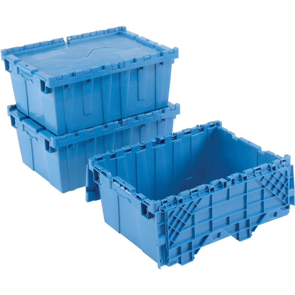 Distribution Container with HINGED LID by Monoflo – 21.9x15.3x9.7 inches, Plastic, Blue, Model 257808BL