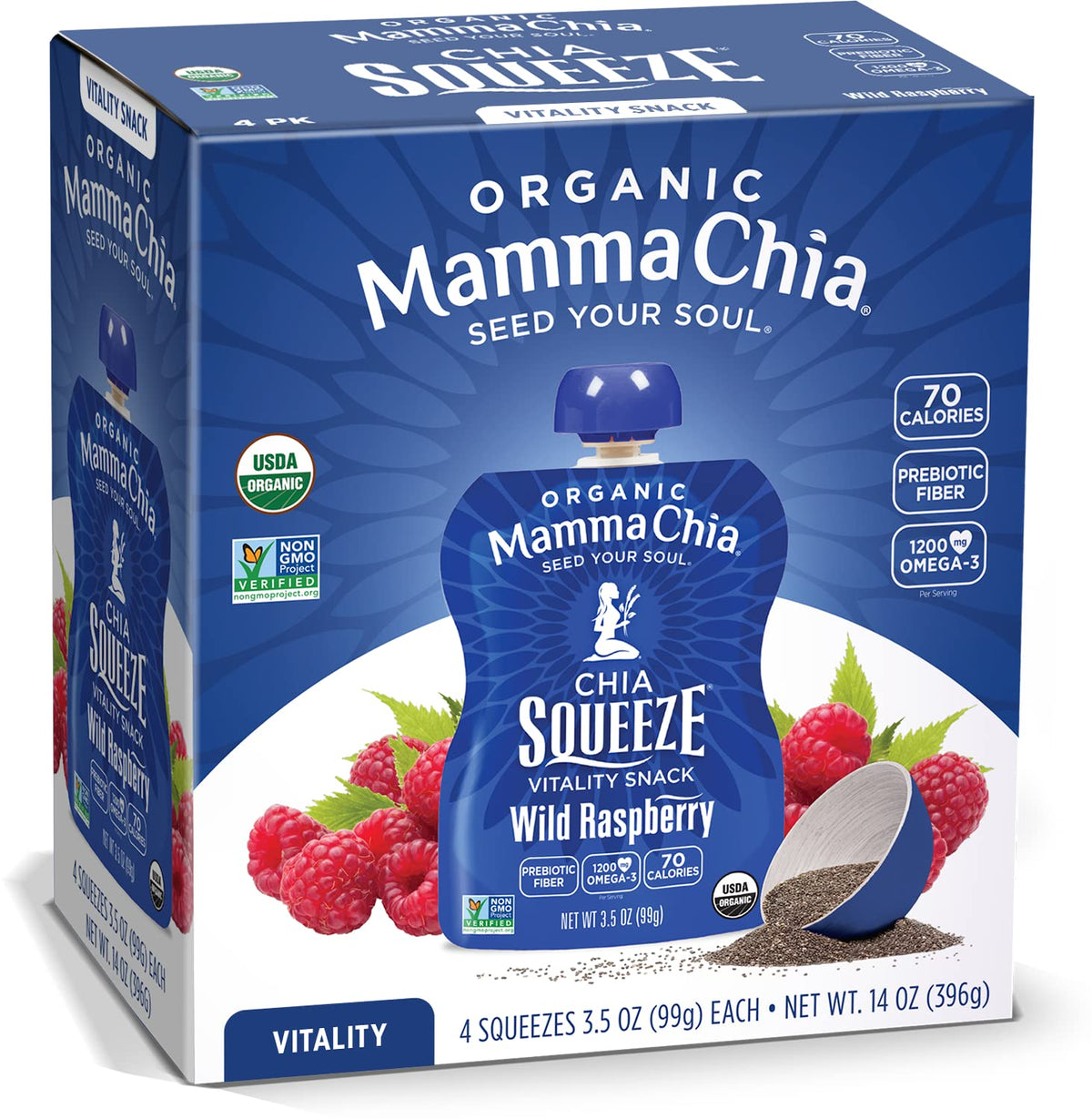 Mamma Chia Raspberry / 14 Ounce (Pack of 6) / Snack Fruit Snacks