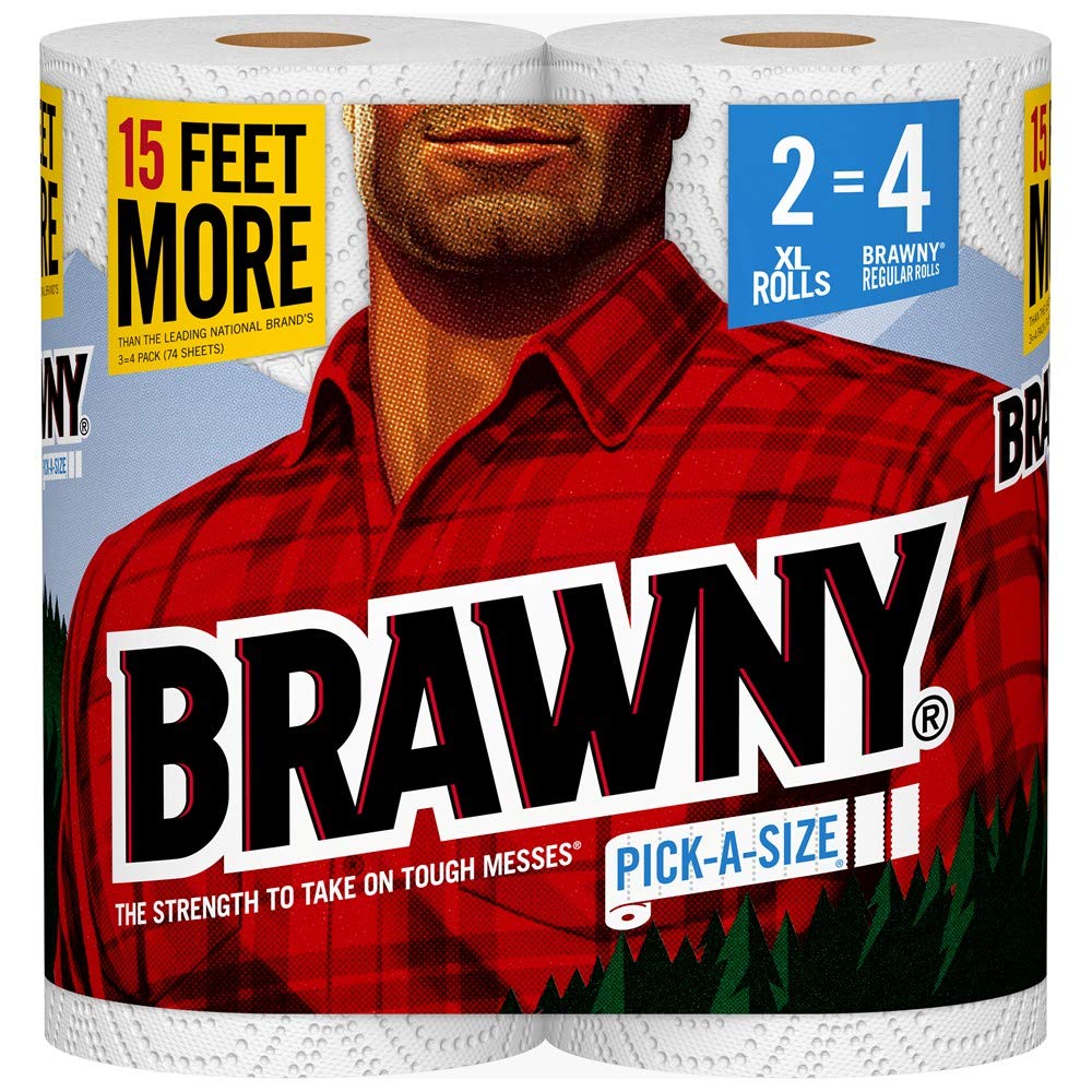 Paper Towels by Brawny – 16 Rolls (130 Sheets each), Paper, White, Pack of 8, Model 44089