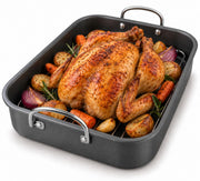Yunnkeey Roasting Pan with Rack, Carbon Steel Nonstick, Black