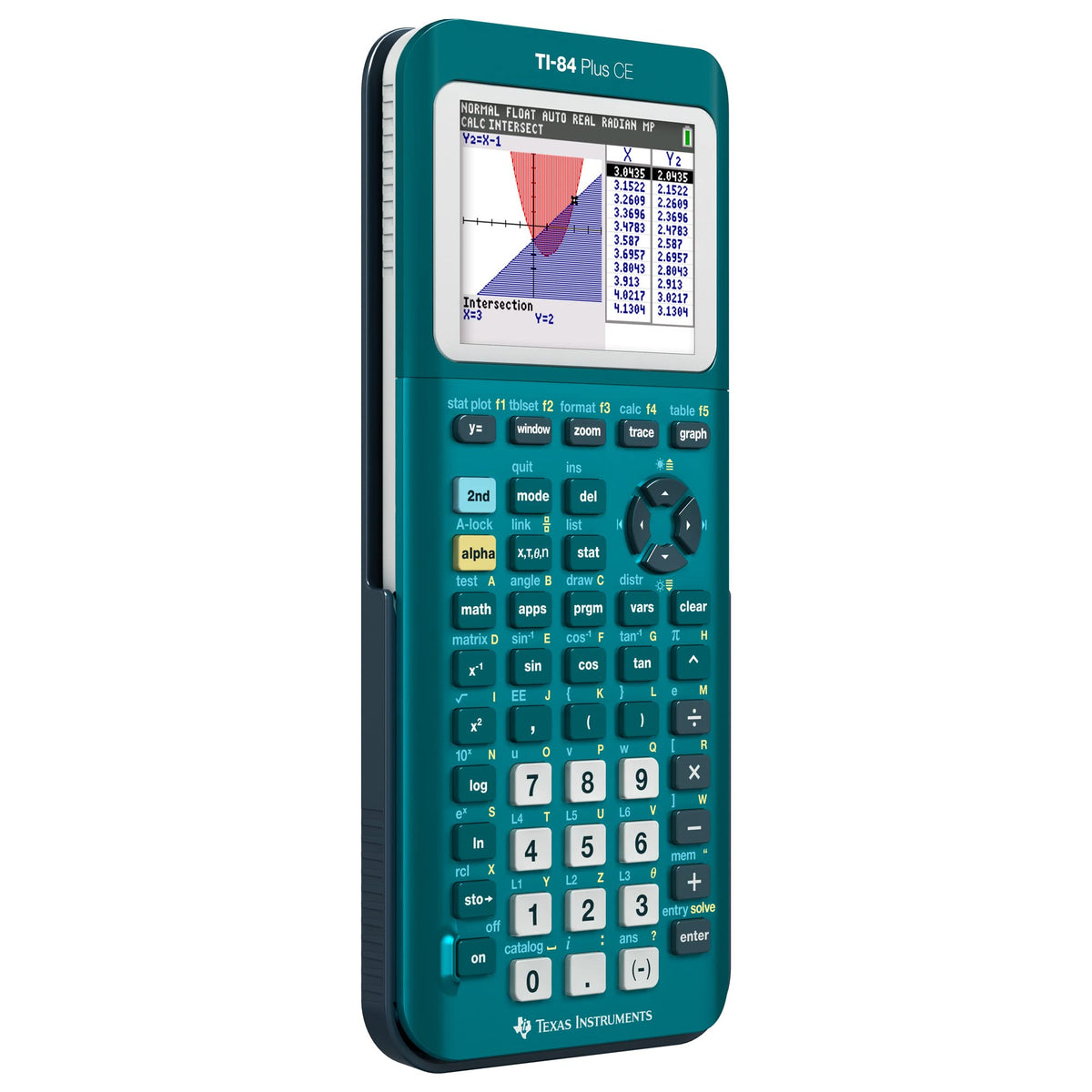 TI-84 Plus CE Graphing Calculator by Texas Instruments – Plastic, Teal, Model 84PLCE/TBL/1L1/AX