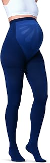 JOBST Maternity Opaque Compression Waist High Pantyhose Stockings, Closed Toe, 15-20 mmHg Moderate Support for Swollen Legs during Pregnancy, Navy, Large