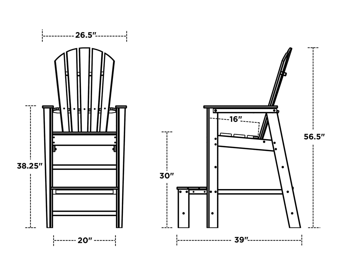 South Beach Lifeguard Chair by Polywood – 26.5 inches (W) x 39 inches (L) x 56.5 inches (H), High Density Polyethylene (HDPE), White, Model SBL30WH