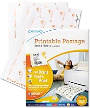DYMO 1750042 Authentic Printable Postage Stamp Sheets by Endicia for Inkjet or Laser Printers, 8 Sheets, 192 Stamp Labels, Mac/PC, Software Included