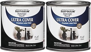 Rust-Oleum 1976730 Painter's Touch Latex Paint, Half Pint, Flat Black, 8 Fl Oz (Pack of 2)