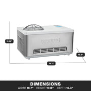 2-Quart Compressor Ice Cream Maker Machine by Waring – 2 Quart, Stainless Steel, Silver, Model WCIC20