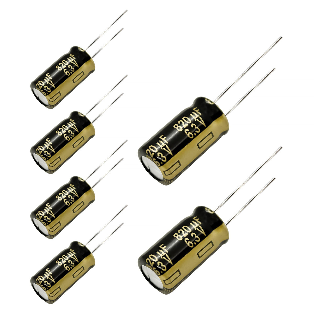 Replacement for 6 pcs FM Series Capacitors 6.3V 820uf Low Impedance by Panasonic – lead, Pack of 6, Model Panasonic FM Series
