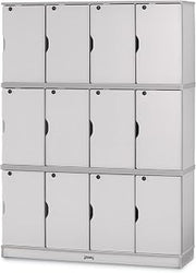 Jonti-Craft Rainbow Accents 4697JC000 Stacking Lockable Lockers - Triple Stack - Gray