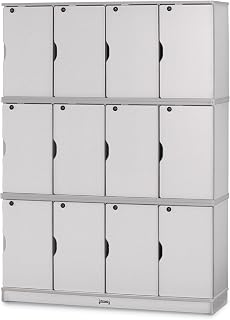 Jonti-Craft Rainbow Accents 4697JC000 Stacking Lockable Lockers - Triple Stack - Gray