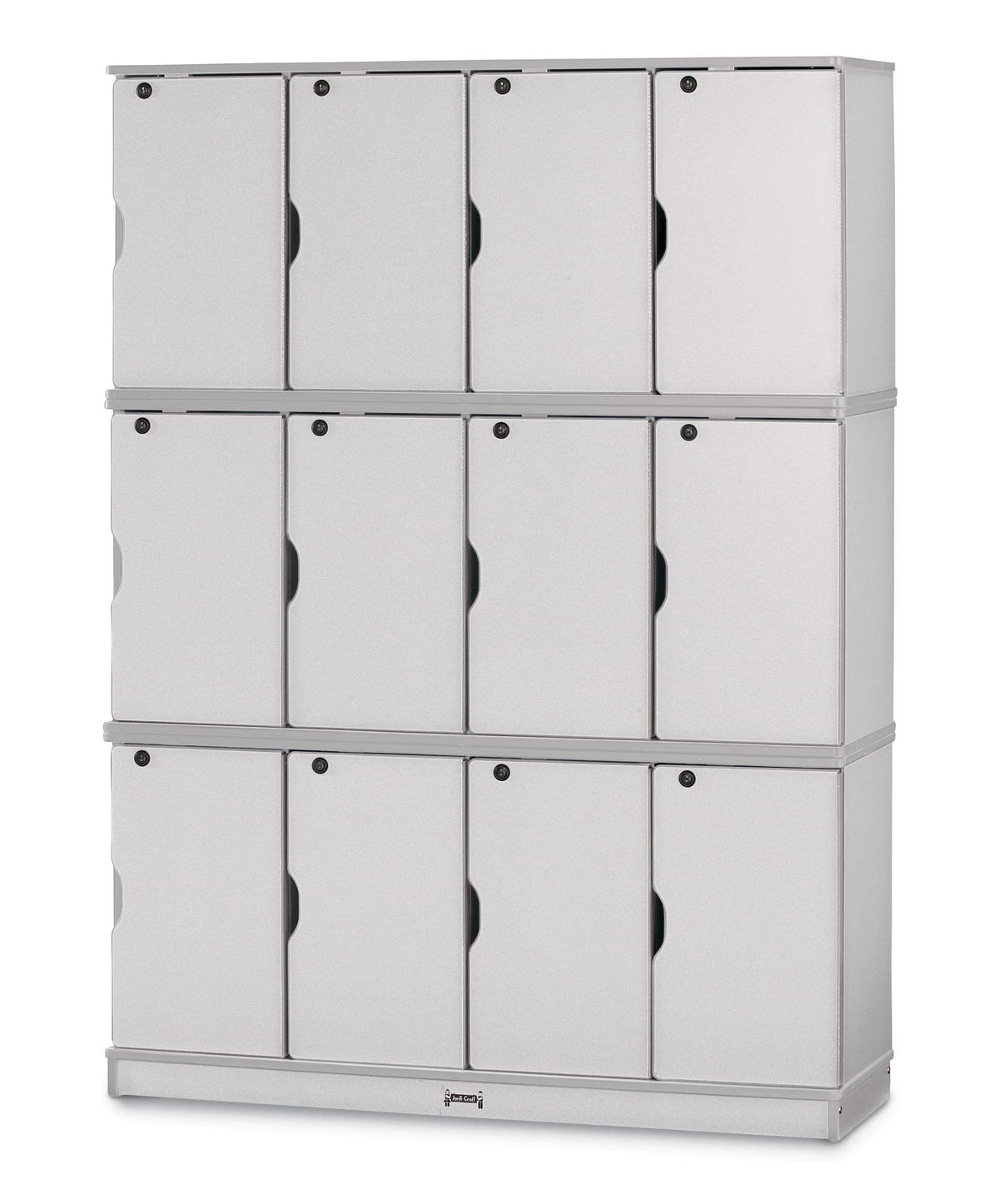 Rainbow Accents Stacking Lockable Lockers - Triple Stack - Gray by Jonti-Craft – 67 inches high x 48.5 inches wide x 15 inches deep, Wood, Grey, Model 4697JC000