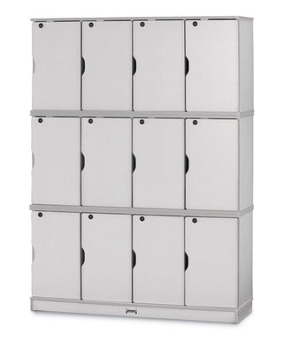 Rainbow Accents Stacking Lockable Lockers - Triple Stack - Gray by Jonti-Craft – 67 inches high x 48.5 inches wide x 15 inches deep, Wood, Grey, Model 4697JC000