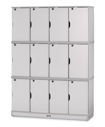Rainbow Accents Stacking Lockable Lockers - Triple Stack - Gray by Jonti-Craft – 67 inches high x 48.5 inches wide x 15 inches deep, Wood, Grey, Model 4697JC000