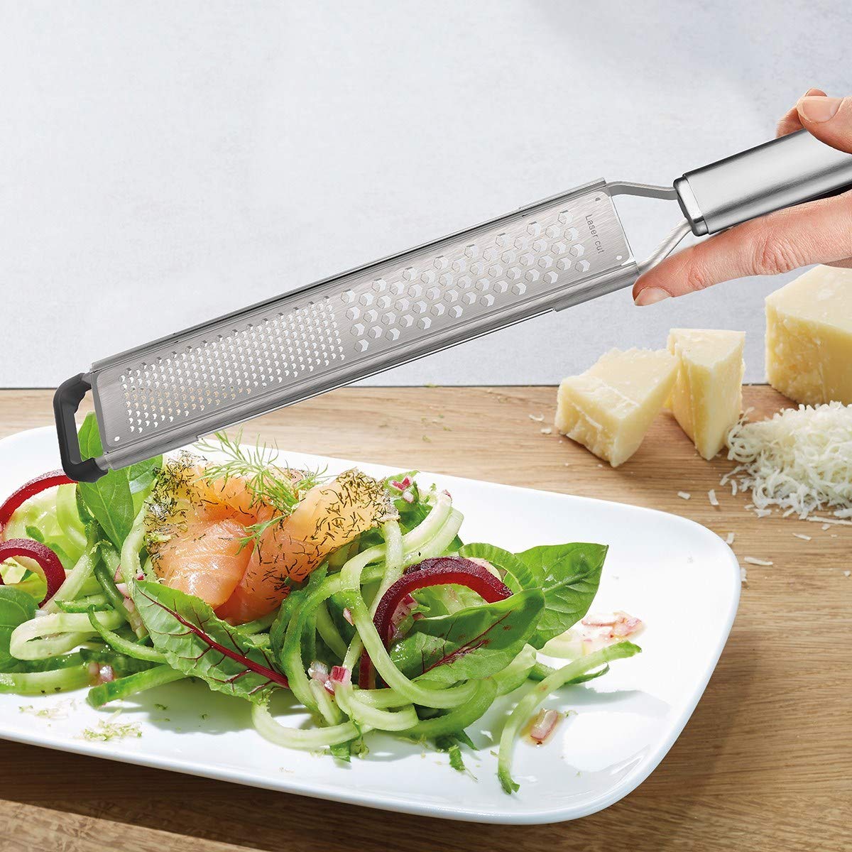 Fine and Coarse Grater PRIMELINE by GEFU – 38,7 x 4,5 x 1,8 cm, Stainless Steel, Silver / Black, Model GF24-29225