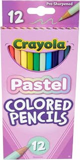 Crayola Pastel Colored Pencils, Assorted Pastel Colors, Pack of 12 Pencils
