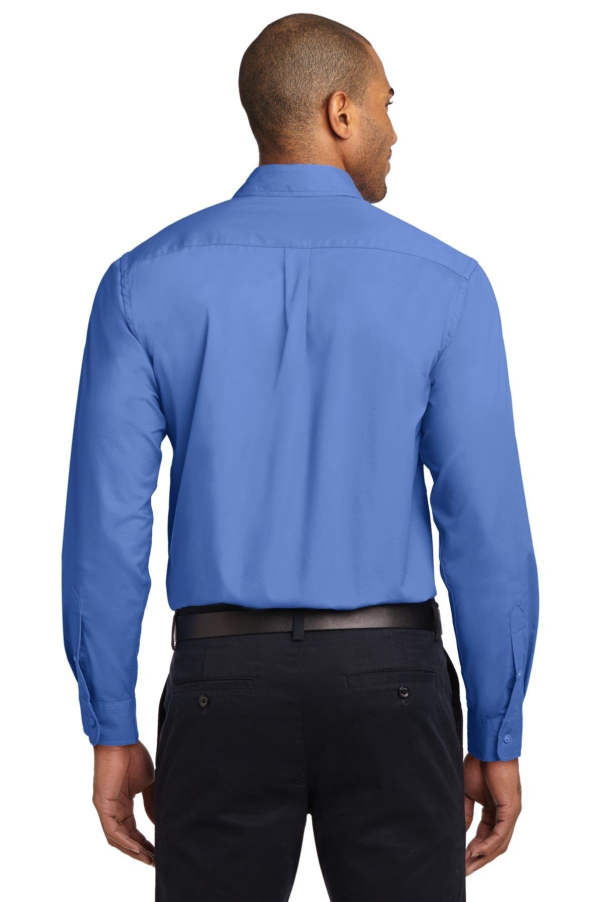 Men's Tall Long Sleeve Easy Care Button-Down Shirt by Port Authority – Cotton, Blue, Model TLS608