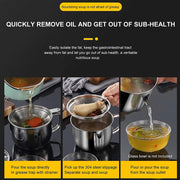 Elolicu Gravy Separator with Lid and Strainer, 1000ml Stainless Steel, Silver