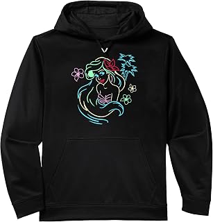 Disney Little Mermaid Ariel Neon Lights Graphic Hoodie Performance Hoodie
