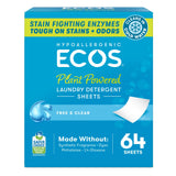 Laundry Detergent Sheets Vegan by ECOS – 64 Count (Pack of 1), Free & Clear, Model 9543/04