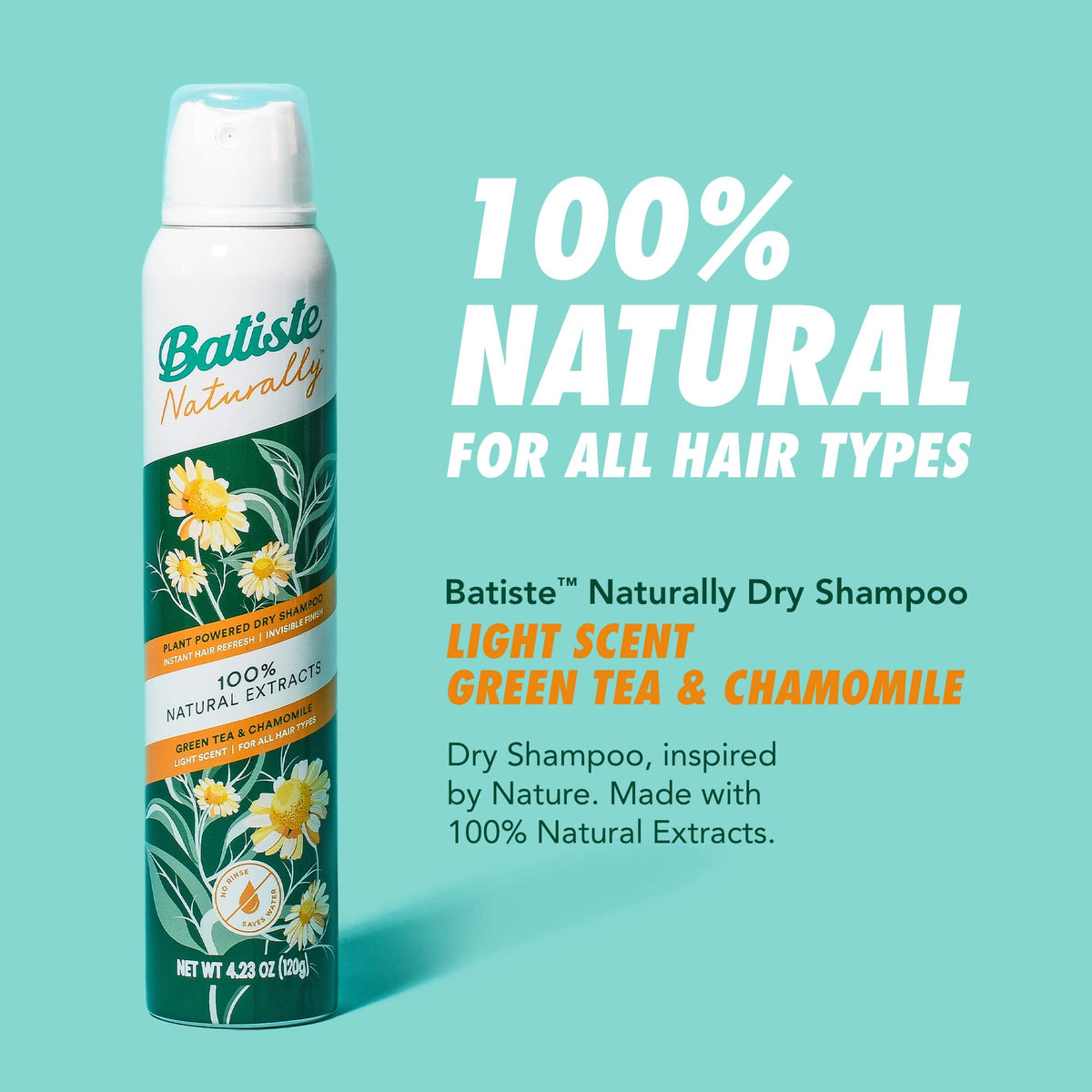 Natural - Green Tea Chamomile 4.23 oz. by Batiste – 4.23 Ounce (Pack of 1), Clear