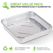 9x9 Aluminum Foil Pans - 8.75" L Rim (30 Pack) Square Tins for Toaster Oven- Cooking Lasagna by Stock Your Home – 9 x 9 Pan (30 Pack), 9.0 inches, Aluminum, Silver, Pack of 30
