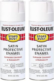 Rust-Oleum Stops Rust Spray Paint, Satin White | Rust Resistant, Indoor and Outdoor Durability, Beautiful Finish on Metal, Wood and More, Sprays from Any Angle, 2 Pack