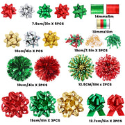 YUJUN Christmas Gift Bows Set, 23 Pieces, Red and Green
